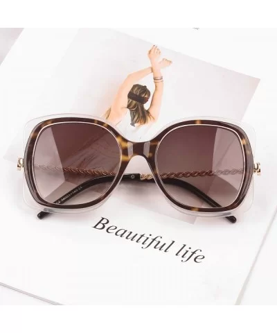 Classic Designer Style Square 100% UV Blocking protection Sunglasses For Women - Leopard / Gradient Tea Lens - CQ198589HG2 $1...