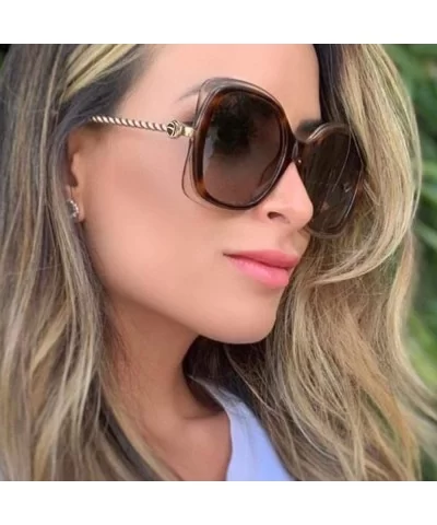 Classic Designer Style Square 100% UV Blocking protection Sunglasses For Women - Leopard / Gradient Tea Lens - CQ198589HG2 $1...