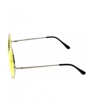 Super Oversize Slim Temple Colorful Lens Round Sunglasses 61mm - Silver / Yellow - CV12N0I1WOX $6.94 Round