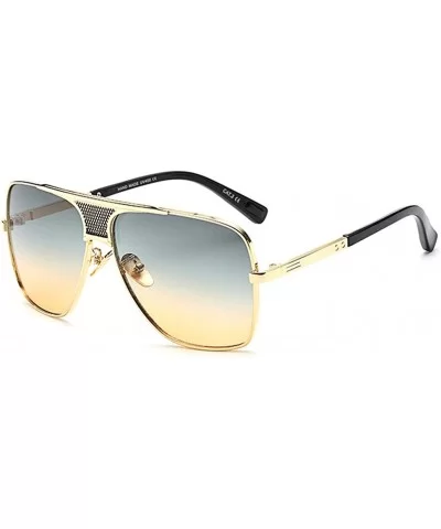 Men Sunglasses Square Metal Sun Protection Glasses Retro Gradient Lens Oversized Women Sunglass - CU18D7HOIGM $7.99 Oversized