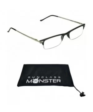 Reading Glasses Thin Semi Rimless rectangular Frame 2 Pairs Multi Pack Men Women - Black - CM1885XWDGE $9.57 Rectangular