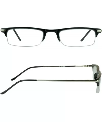 Reading Glasses Thin Semi Rimless rectangular Frame 2 Pairs Multi Pack Men Women - Black - CM1885XWDGE $9.57 Rectangular