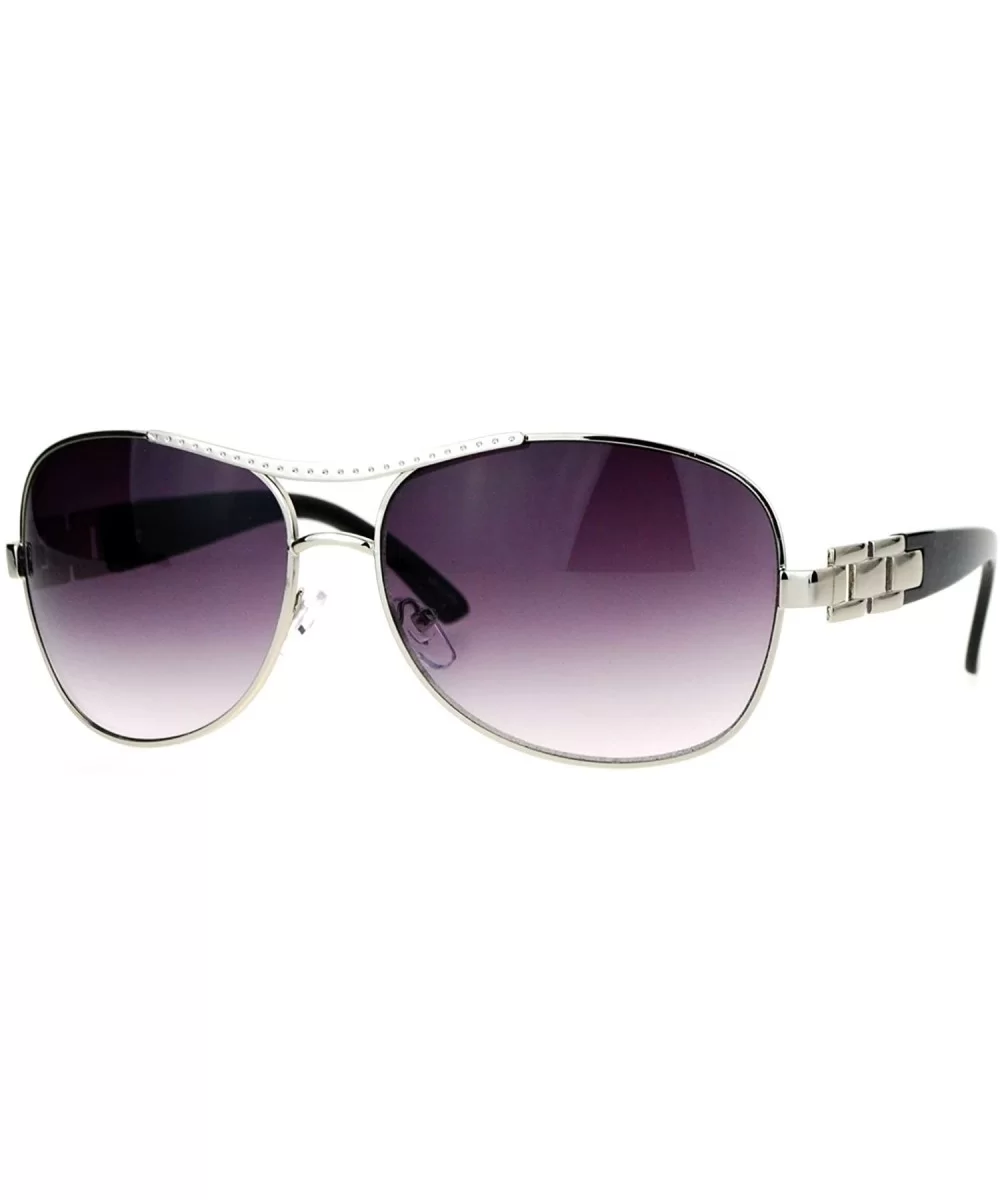 Unique Shape Aviator Sunglasses Womens Luxury Chain Design Aviators UV 400 - Silver Black - C1188I62ME8 $7.85 Aviator