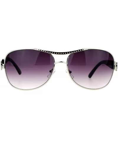 Unique Shape Aviator Sunglasses Womens Luxury Chain Design Aviators UV 400 - Silver Black - C1188I62ME8 $7.85 Aviator