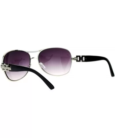 Unique Shape Aviator Sunglasses Womens Luxury Chain Design Aviators UV 400 - Silver Black - C1188I62ME8 $7.85 Aviator