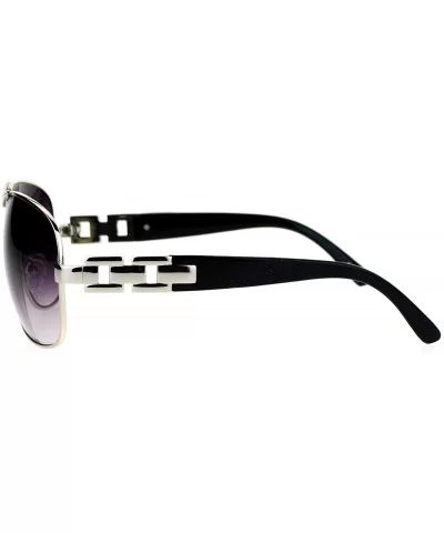 Unique Shape Aviator Sunglasses Womens Luxury Chain Design Aviators UV 400 - Silver Black - C1188I62ME8 $7.85 Aviator