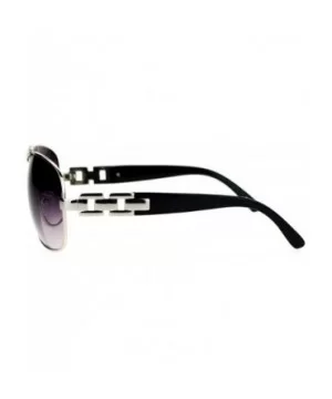 Unique Shape Aviator Sunglasses Womens Luxury Chain Design Aviators UV 400 - Silver Black - C1188I62ME8 $7.85 Aviator