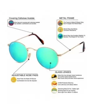 Classic Crystal Glass Lens Retro Square/Aviator/Round Metal Frame Sunglasses for Men Women-100% UV400 Protection - CP1933046H...