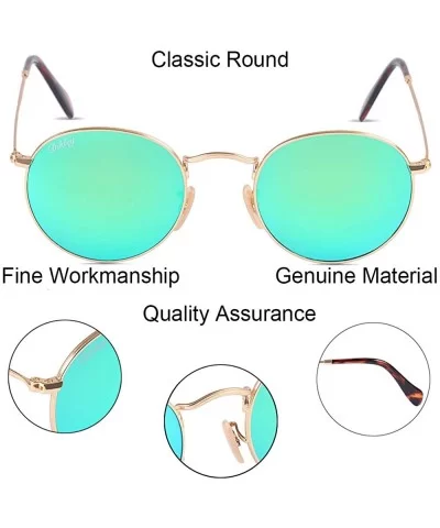 Classic Crystal Glass Lens Retro Square/Aviator/Round Metal Frame Sunglasses for Men Women-100% UV400 Protection - CP1933046H...