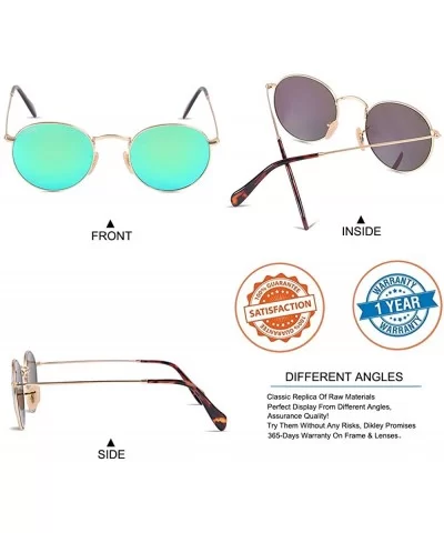 Classic Crystal Glass Lens Retro Square/Aviator/Round Metal Frame Sunglasses for Men Women-100% UV400 Protection - CP1933046H...