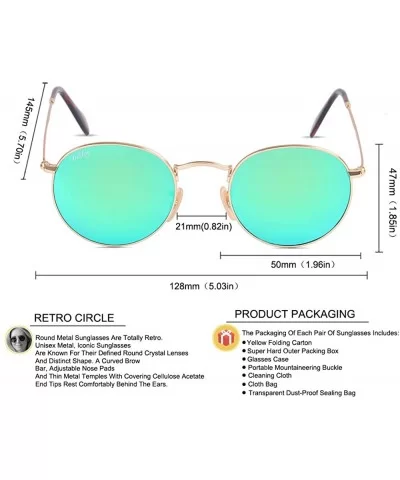 Classic Crystal Glass Lens Retro Square/Aviator/Round Metal Frame Sunglasses for Men Women-100% UV400 Protection - CP1933046H...