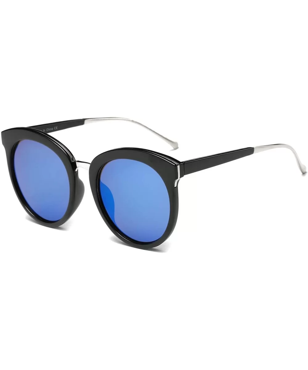 Women Mirrored Round Fashion Sunglasses - Blue - CB18WU5LRK8 $19.52 Goggle