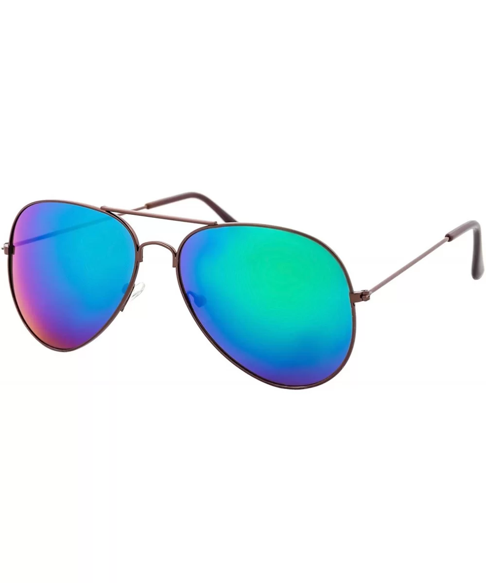 Vintage Mirror AVIATOR Sunglasses Metal Frame Double Bridge Trendy - CJ18G2KEIGH $5.89 Sport