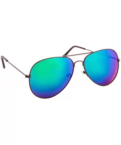 Vintage Mirror AVIATOR Sunglasses Metal Frame Double Bridge Trendy - CJ18G2KEIGH $5.89 Sport