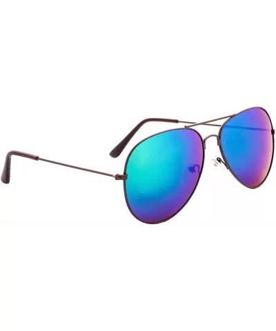 Vintage Mirror AVIATOR Sunglasses Metal Frame Double Bridge Trendy - CJ18G2KEIGH $5.89 Sport