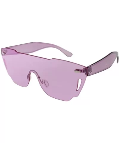 Ezra - Color Lens One Piece Shield Sunglasses with Microfiber Pouch - Purple - CO187WUTQSG $7.18 Square