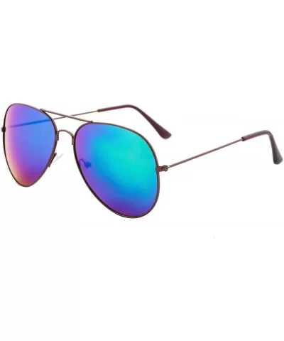 Vintage Mirror AVIATOR Sunglasses Metal Frame Double Bridge Trendy - CJ18G2KEIGH $5.89 Sport