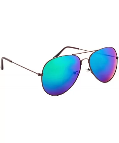 Vintage Mirror AVIATOR Sunglasses Metal Frame Double Bridge Trendy - CJ18G2KEIGH $5.89 Sport