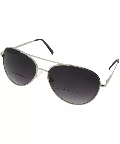 Medium Metal Frame Aviator Bifocal Sunglasses B15 - Silver Frame-gray Lenses - CZ188TZANCC $10.24 Aviator