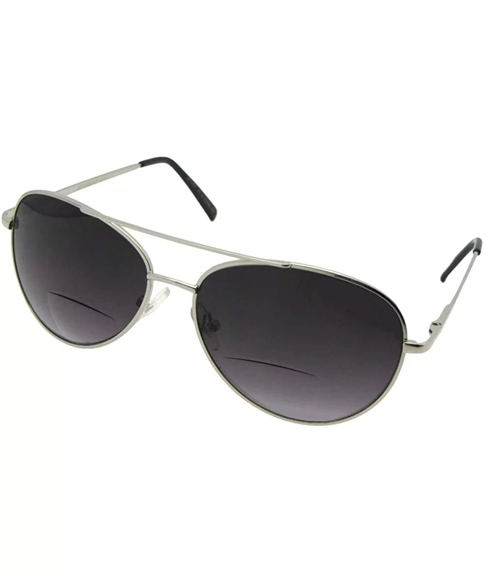 Medium Metal Frame Aviator Bifocal Sunglasses B15 - Silver Frame-gray Lenses - CZ188TZANCC $10.24 Aviator