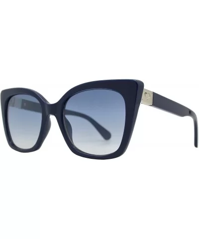 Box Cat Eye Sunglasses with Heart Accent for Women - Navy Blue + Light Blue Gradient - CI18WAYK2D4 $12.07 Cat Eye