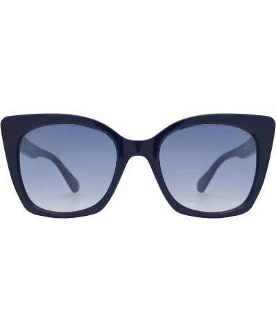 Box Cat Eye Sunglasses with Heart Accent for Women - Navy Blue + Light Blue Gradient - CI18WAYK2D4 $12.07 Cat Eye