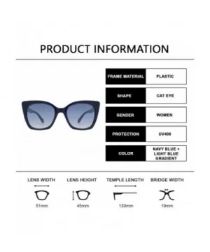 Box Cat Eye Sunglasses with Heart Accent for Women - Navy Blue + Light Blue Gradient - CI18WAYK2D4 $12.07 Cat Eye