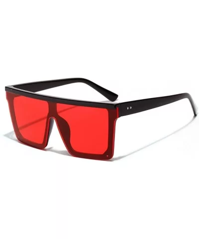 Men Square Sunglasses for Women Oversized Sun Glasses for Men Uv400 One Piece Lens - Black With Red - CJ18X24L975 $8.76 Overs...