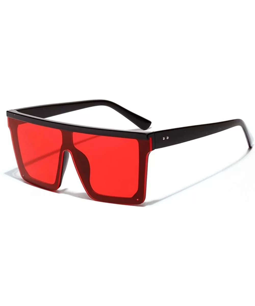 Men Square Sunglasses for Women Oversized Sun Glasses for Men Uv400 One Piece Lens - Black With Red - CJ18X24L975 $8.76 Overs...