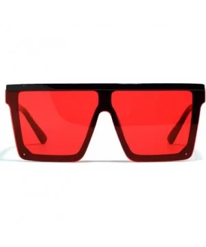 Men Square Sunglasses for Women Oversized Sun Glasses for Men Uv400 One Piece Lens - Black With Red - CJ18X24L975 $8.76 Overs...