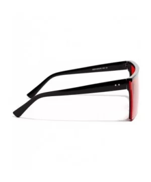 Men Square Sunglasses for Women Oversized Sun Glasses for Men Uv400 One Piece Lens - Black With Red - CJ18X24L975 $8.76 Overs...