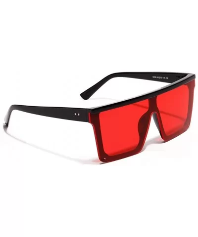 Men Square Sunglasses for Women Oversized Sun Glasses for Men Uv400 One Piece Lens - Black With Red - CJ18X24L975 $8.76 Overs...