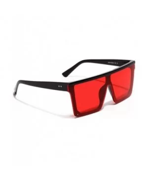 Men Square Sunglasses for Women Oversized Sun Glasses for Men Uv400 One Piece Lens - Black With Red - CJ18X24L975 $8.76 Overs...