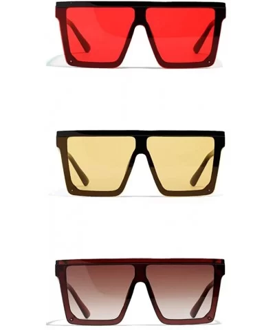 Men Square Sunglasses for Women Oversized Sun Glasses for Men Uv400 One Piece Lens - Black With Red - CJ18X24L975 $8.76 Overs...