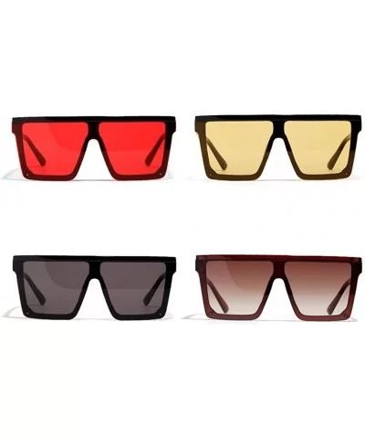 Men Square Sunglasses for Women Oversized Sun Glasses for Men Uv400 One Piece Lens - Black With Red - CJ18X24L975 $8.76 Overs...