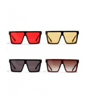 Men Square Sunglasses for Women Oversized Sun Glasses for Men Uv400 One Piece Lens - Black With Red - CJ18X24L975 $8.76 Overs...