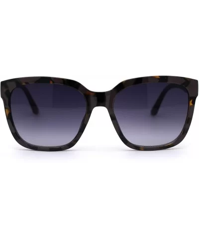 Womens Boyfriend Style Rectangular Horn Rim Fashion Sunglasses - Beige Tortoise Smoke - CW192AHQCYD $8.00 Rectangular