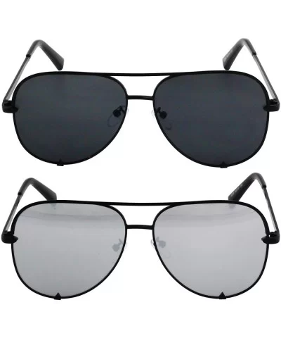 Designer Sunglasses Oversized Protection - Black and Silver - CI18T05M9CD $15.93 Aviator