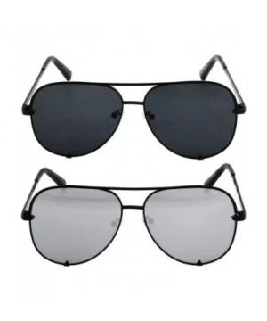 Designer Sunglasses Oversized Protection - Black and Silver - CI18T05M9CD $15.93 Aviator