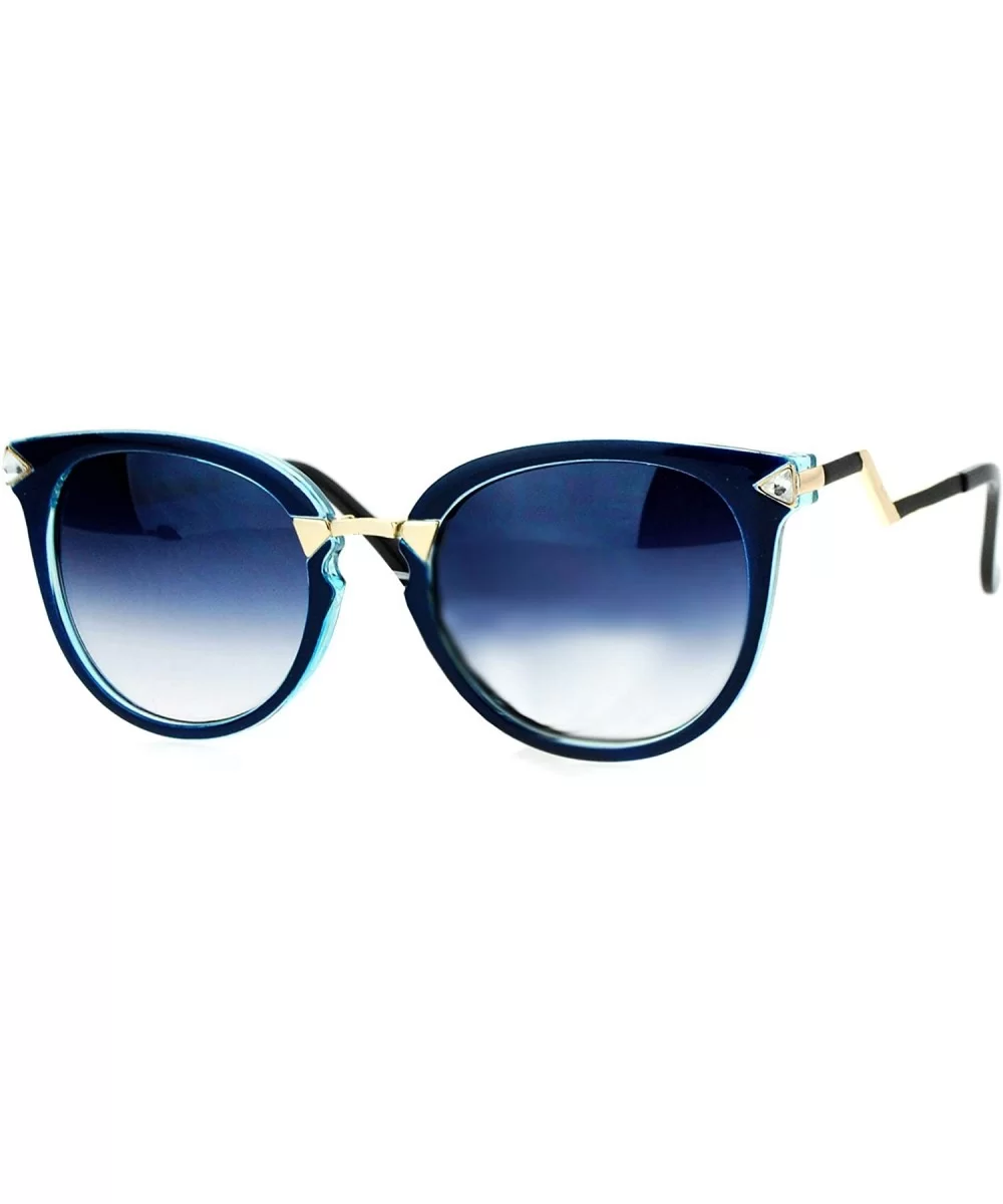 Rhinestone Bolt Arm Cat Eye Horn Rim Sunglasses - Blue - C412HHXOKHX $11.20 Cat Eye