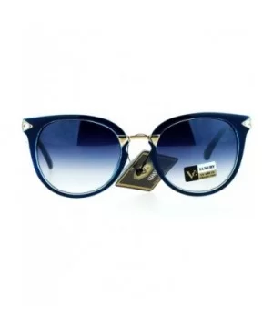 Rhinestone Bolt Arm Cat Eye Horn Rim Sunglasses - Blue - C412HHXOKHX $11.20 Cat Eye