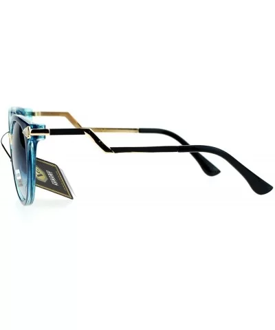 Rhinestone Bolt Arm Cat Eye Horn Rim Sunglasses - Blue - C412HHXOKHX $11.20 Cat Eye