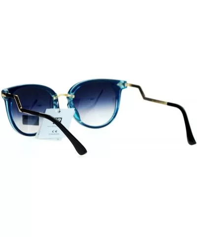 Rhinestone Bolt Arm Cat Eye Horn Rim Sunglasses - Blue - C412HHXOKHX $11.20 Cat Eye