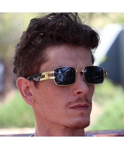 CLASSIC VINTAGE RETRO HIP HOP RAPPER Style SUNGLASSES Square Gold Frame - Black - CH1979YCCWK $6.81 Square