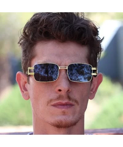 CLASSIC VINTAGE RETRO HIP HOP RAPPER Style SUNGLASSES Square Gold Frame - Black - CH1979YCCWK $6.81 Square