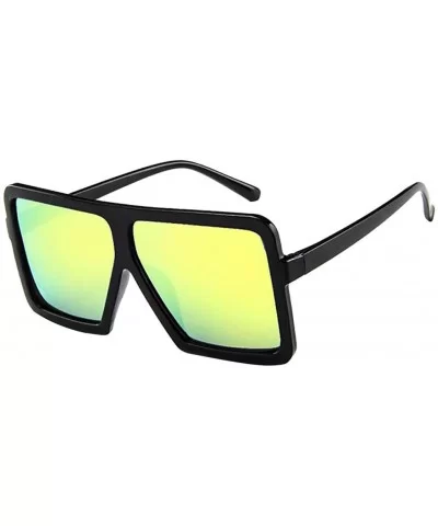 UV Protection Sunglasses for Women Men Full rim frame Square Acrylic Lens Plastic Frame Sunglass - Yellow - C1190334S29 $8.00...