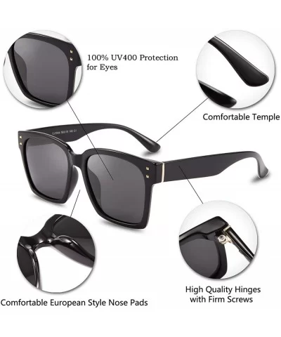 Ladies Sunglasses Polarized TR90 Retro Men Women Lightweight UV400 - Black - CH18WY73KEU $12.97 Round