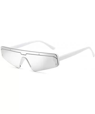 Cat Eyeglasses Unisex Square Small Frame Sunglasses Retro Sunglasses Fashion Sunglass - Silver - CA18TM5SSD9 $4.84 Wrap