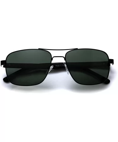 Polarized Sunglasses Navigator Rectangular Designer - Black Frame (Matte Finish) / Polarized Green Gradient Lens - CN194EN52C...