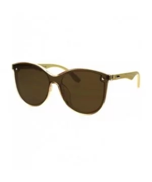 Womens Bamboo Wood Arm Shield Panel Horn Sunglasses - Beige Brown - C518TCKO20Z $10.71 Shield